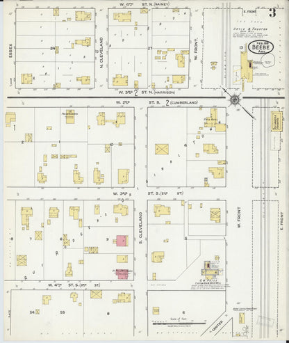 Sanborn Fire Insurance Map from Beebe, White County, Arkansas (1918), Sheet #0003 - Complete Map Set gallery image, historic Sanborn map, vintage wall art, Arkansas Arkansas