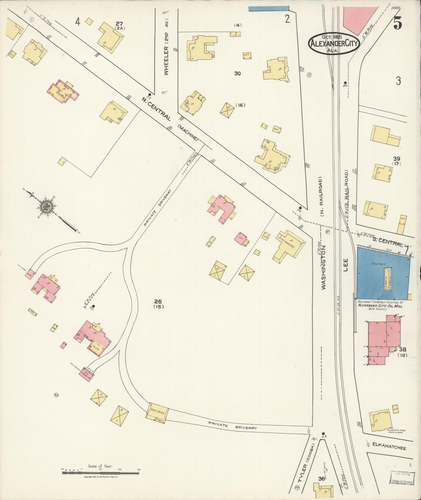 Sanborn Fire Insurance Map from Alexander City, Tallapoosa County, Alabama (1921), Sheet #0005