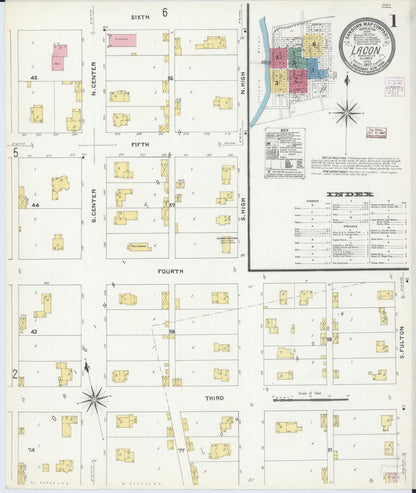 Sanborn Fire Insurance Map from Lacon, Marshall County, Illinois (1907), Sheet #0001 - Historic Sanborn Fire Insurance Map Print, vintage old map wall art, antique decor, genealogy gift, Illinois Illinois map