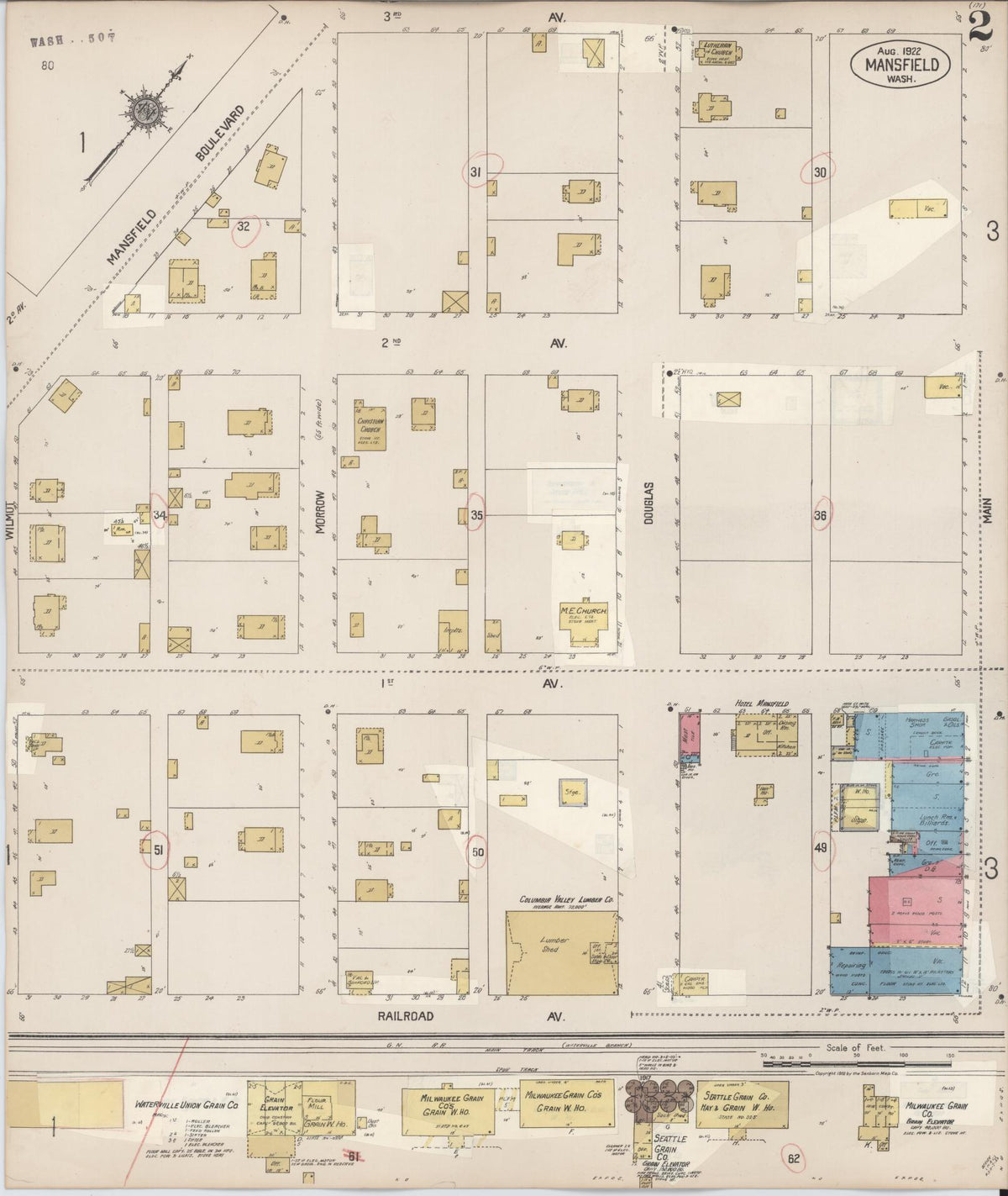 Sanborn Fire Insurance Map from Mansfield, Douglas County, Washington (1931), Sheet #0002 - Historic Sanborn Fire Insurance Map Print, vintage old map wall art, antique decor, genealogy gift, Washington Washington map