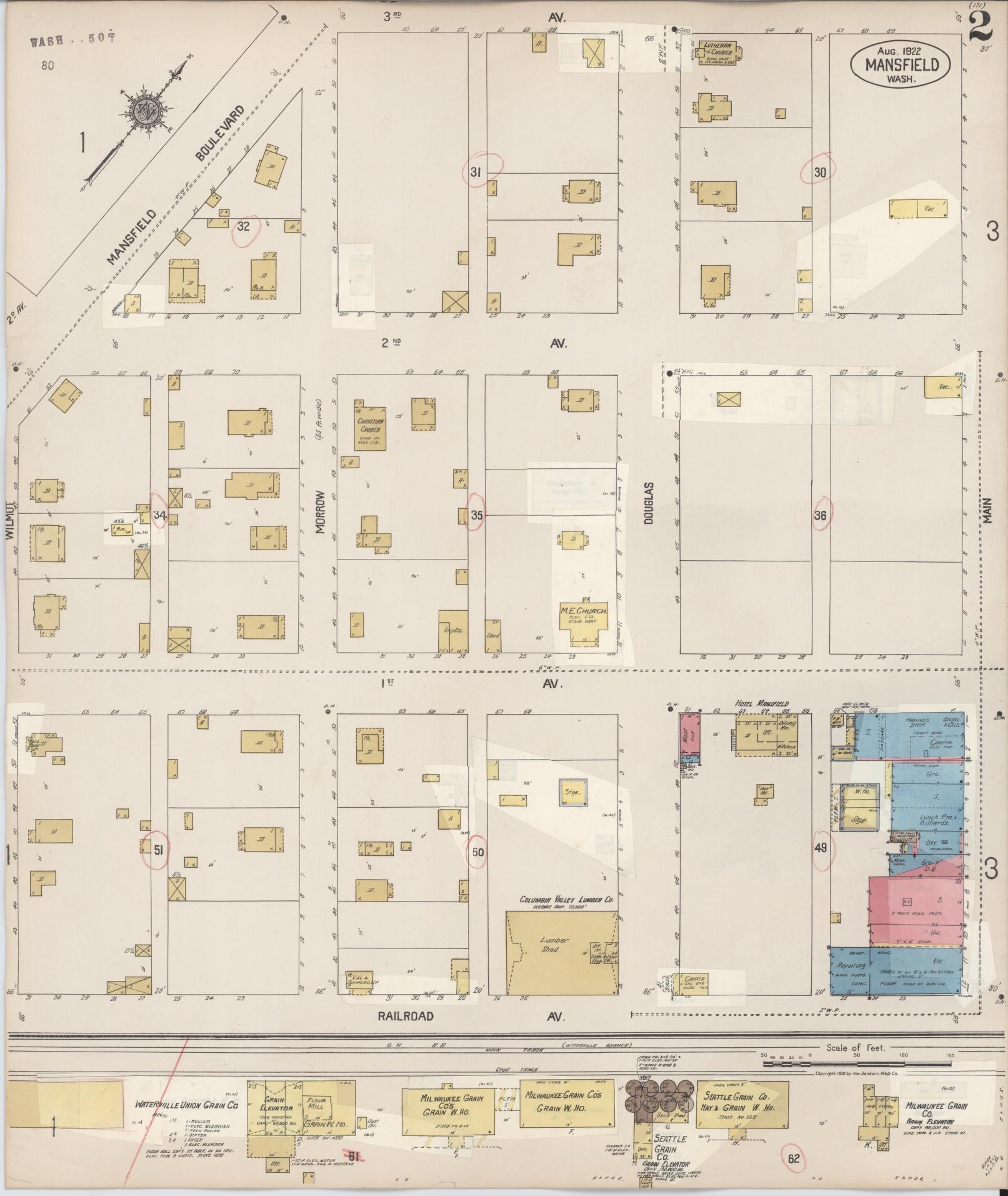 Sanborn Fire Insurance Map from Mansfield, Douglas County, Washington (1931), Sheet #0002 - Historic Sanborn Fire Insurance Map Print, vintage old map wall art, antique decor, genealogy gift, Washington Washington map