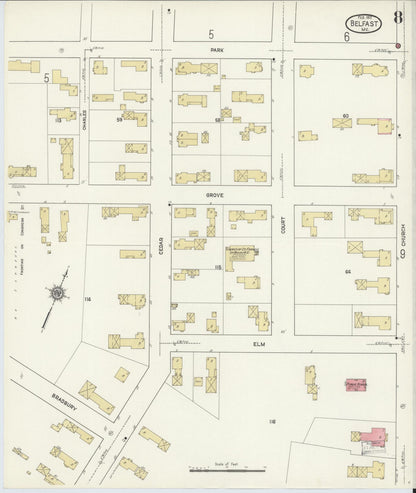 Sanborn Fire Insurance Map from Belfast, Waldo County, Maine (1912), Sheet #0008 - Complete Map Set gallery image, historic Sanborn map, vintage wall art, Maine Maine