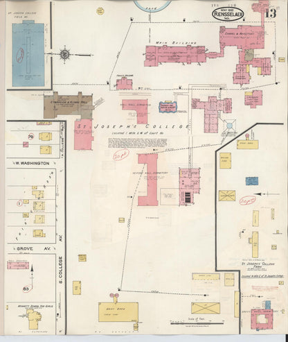 Sanborn Fire Insurance Map from Rensselaer, Jasper County, Indiana (1942), Sheet #0013 - Complete Map Set gallery image, historic Sanborn map, vintage wall art, Indiana Indiana