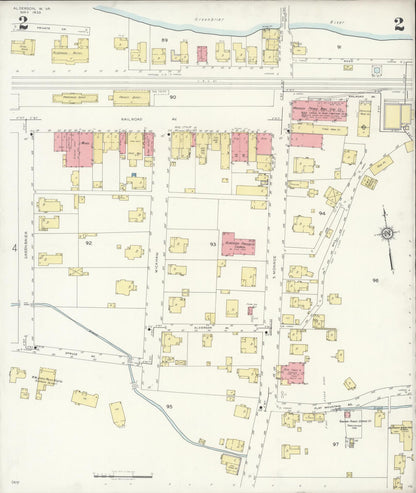 Sanborn Fire Insurance Map from Alderson, Greenbrier And Monroe Counties, West Virginia (1933), Sheet #0002 - Complete Map Set gallery image, historic Sanborn map, vintage wall art, West Virginia West Virginia