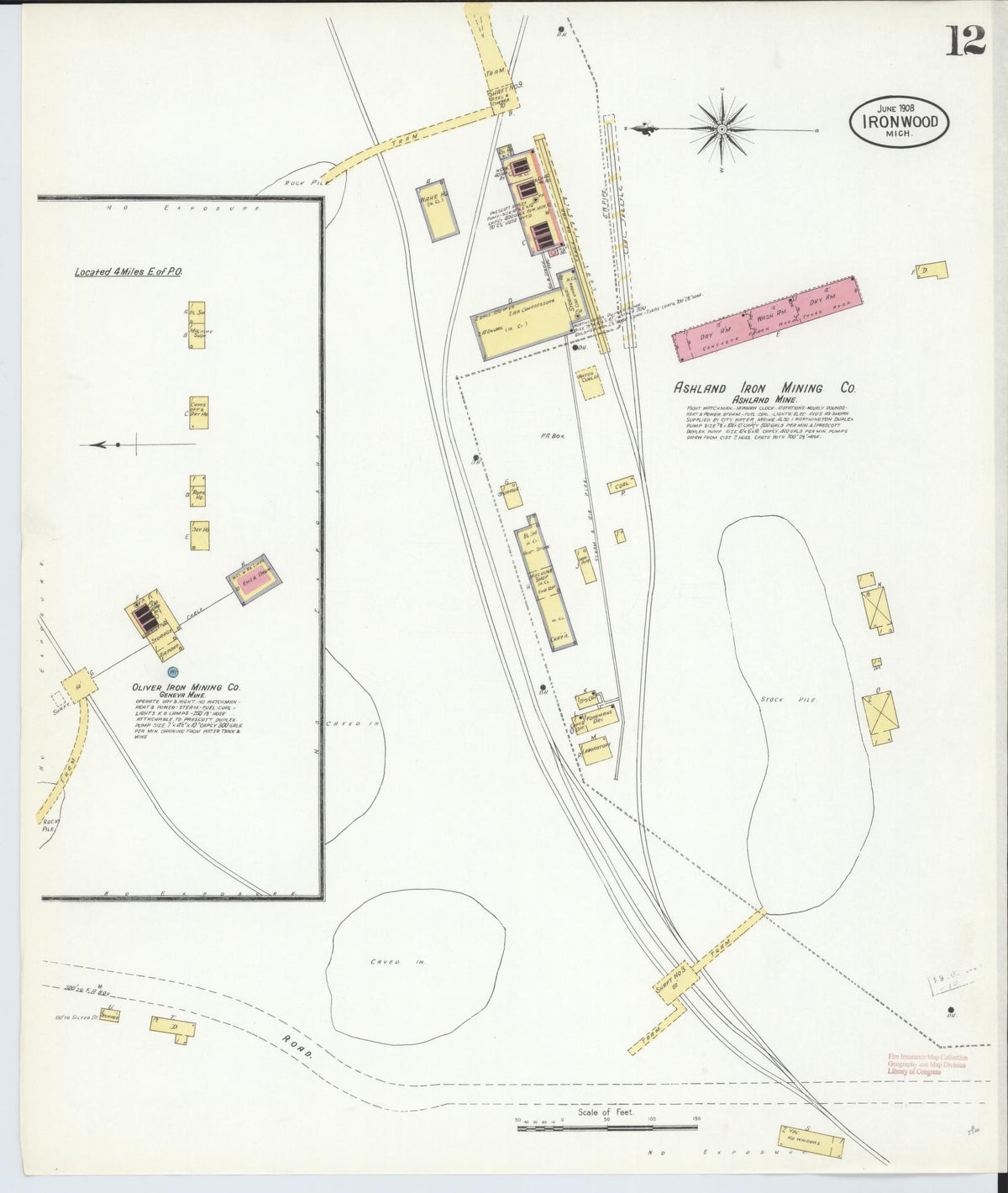Sanborn Fire Insurance Map from Ironwood, Gogebic County, Michigan (1908), Sheet #0012 - Historic Sanborn Fire Insurance Map Print, vintage old map wall art, antique decor, genealogy gift, Michigan Michigan map