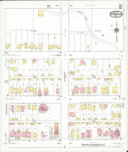 Sanborn Fire Insurance Map from Fort Madison, Lee County, Iowa (1919), Sheet #0002 - Historic Sanborn Fire Insurance Map Print