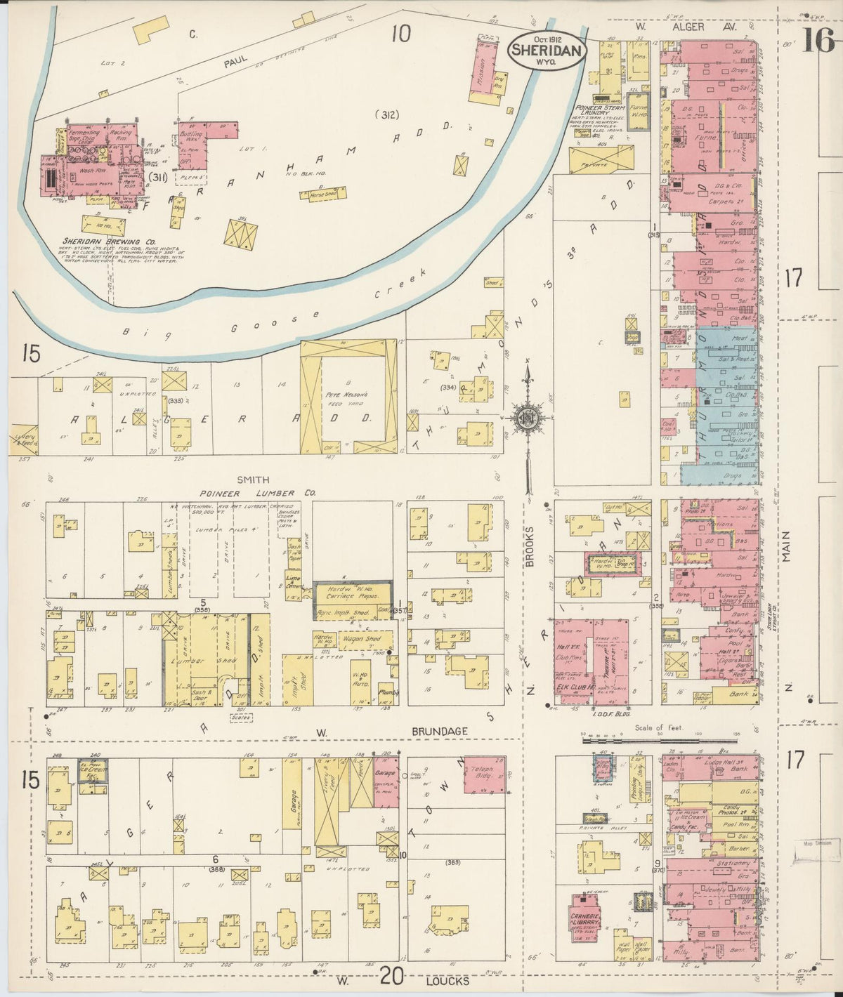 Sanborn Fire Insurance Map from Sheridan, Sheridan County, Wyoming (1912), Sheet #0016 - Complete Map Set gallery image, historic Sanborn map, vintage wall art, Wyoming Wyoming
