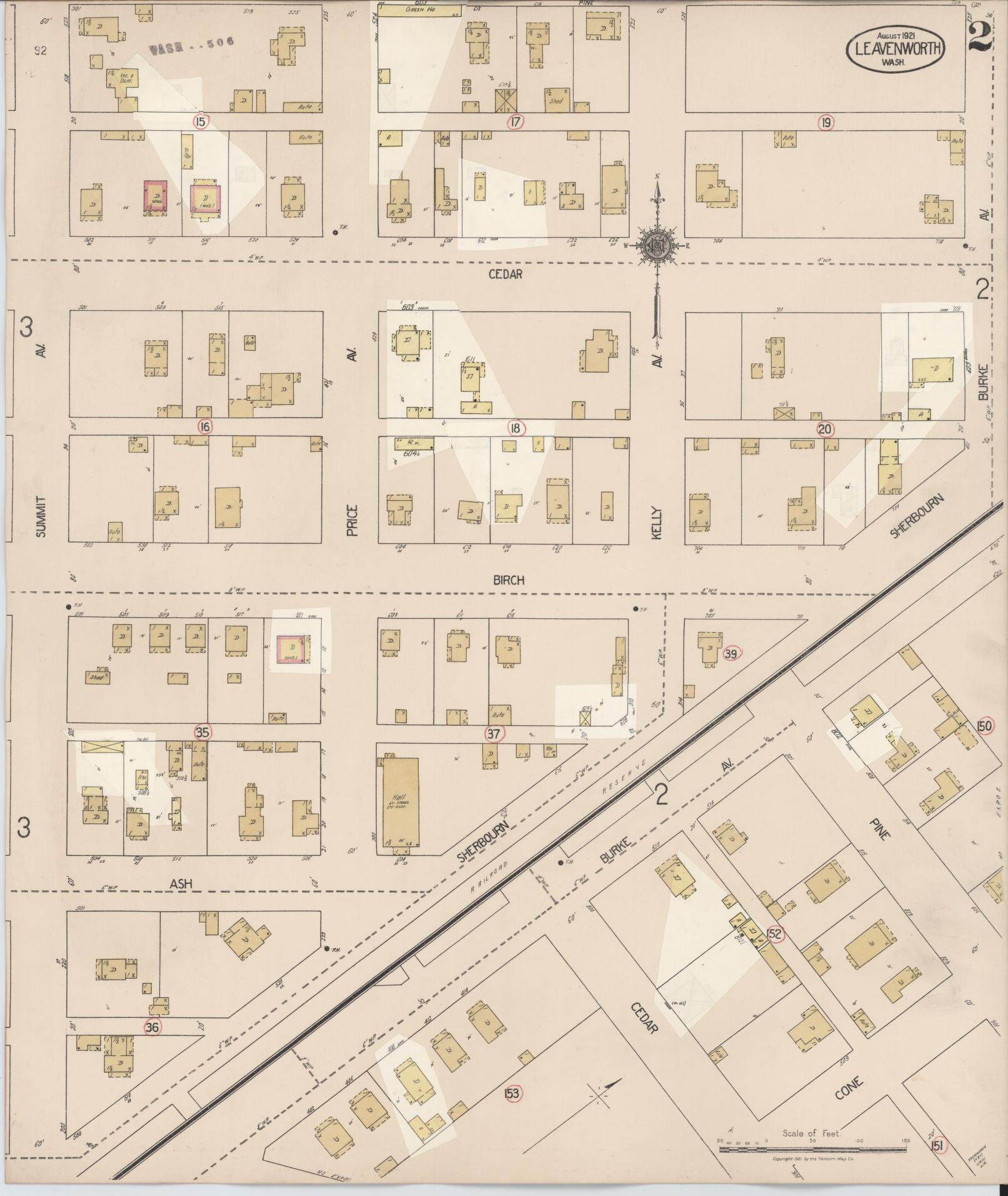 Sanborn Fire Insurance Map from Leavenworth, Chelan County, Washington (1931), Sheet #0002 - Historic Sanborn Fire Insurance Map Print, vintage old map wall art, antique decor, genealogy gift, Washington Washington map