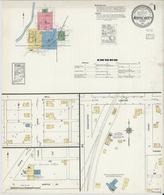Sanborn Fire Insurance Map from North Liberty, Saint Joseph County, Indiana. (1917) – Historic Sanborn Fire Insurance Map Print