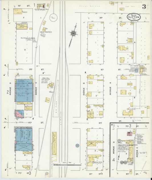 Sanborn Fire Insurance Map from Clifton, Bosque County, Texas (1911), Sheet #0003 - Historic Sanborn Fire Insurance Map Print, vintage old map wall art, antique decor, genealogy gift, Texas Texas map