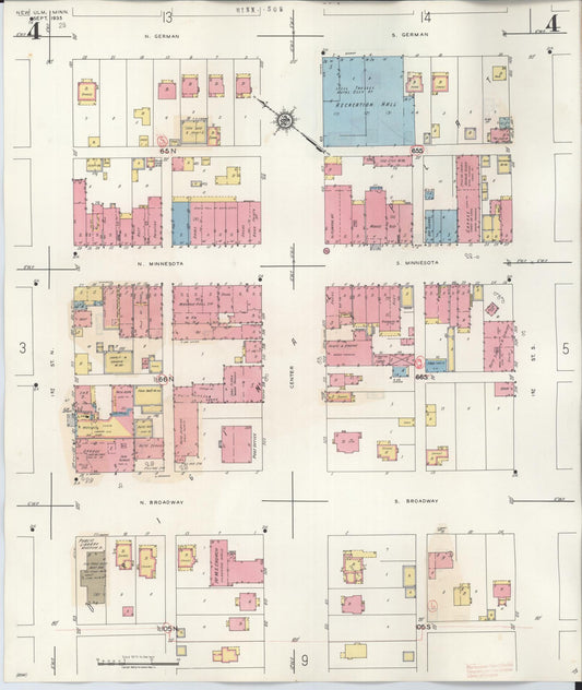 Sanborn Fire Insurance Map from New Ulm, Brown County, Minnesota (1946), Sheet #0004 - Historic Sanborn Fire Insurance Map Print, vintage old map wall art, antique decor, genealogy gift, Minnesota Minnesota map