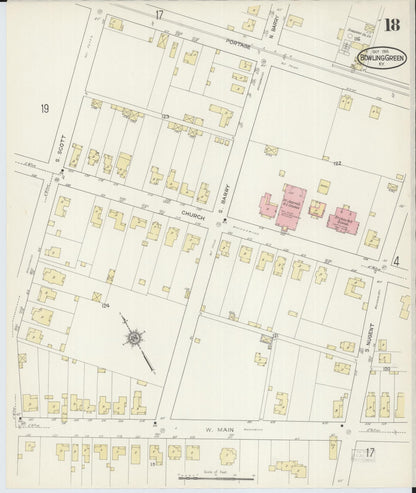 Sanborn Fire Insurance Map from Bowling Green, Warren County, Kentucky (1914), Sheet #0018 - Complete Map Set gallery image, historic Sanborn map, vintage wall art, Kentucky Kentucky