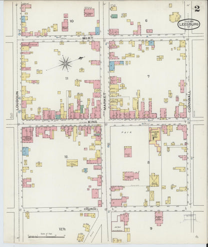 Sanborn Fire Insurance Map from Leesburg, Loudoun County, Virginia (1894), Sheet #0002 - Complete Map Set gallery image, historic Sanborn map, vintage wall art, Virginia Virginia