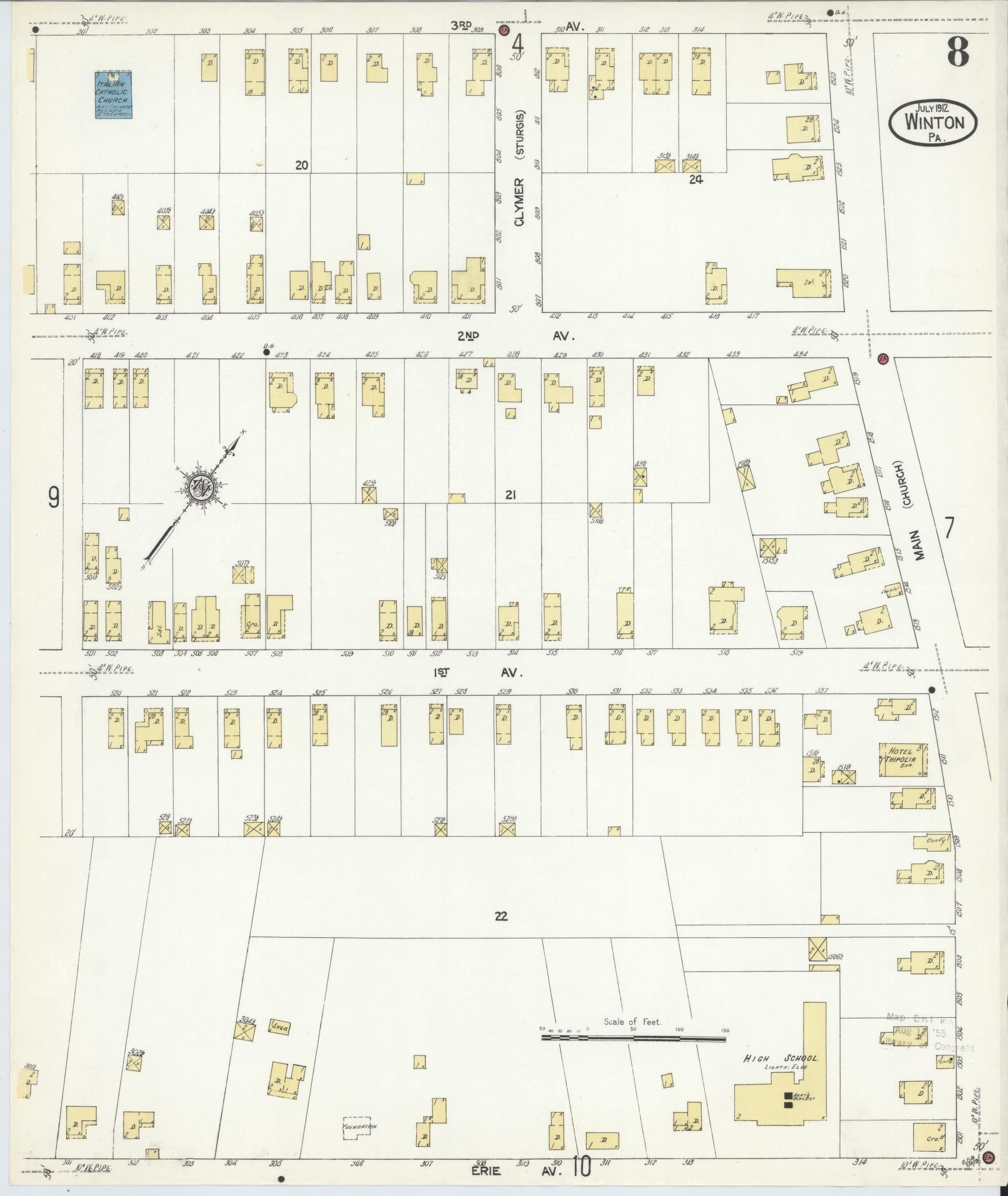Sanborn Fire Insurance Map from Winton, Lackawanna County, Pennsylvania (1912), Sheet #0008 - Complete Map Set gallery image, historic Sanborn map, vintage wall art, Pennsylvania Pennsylvania