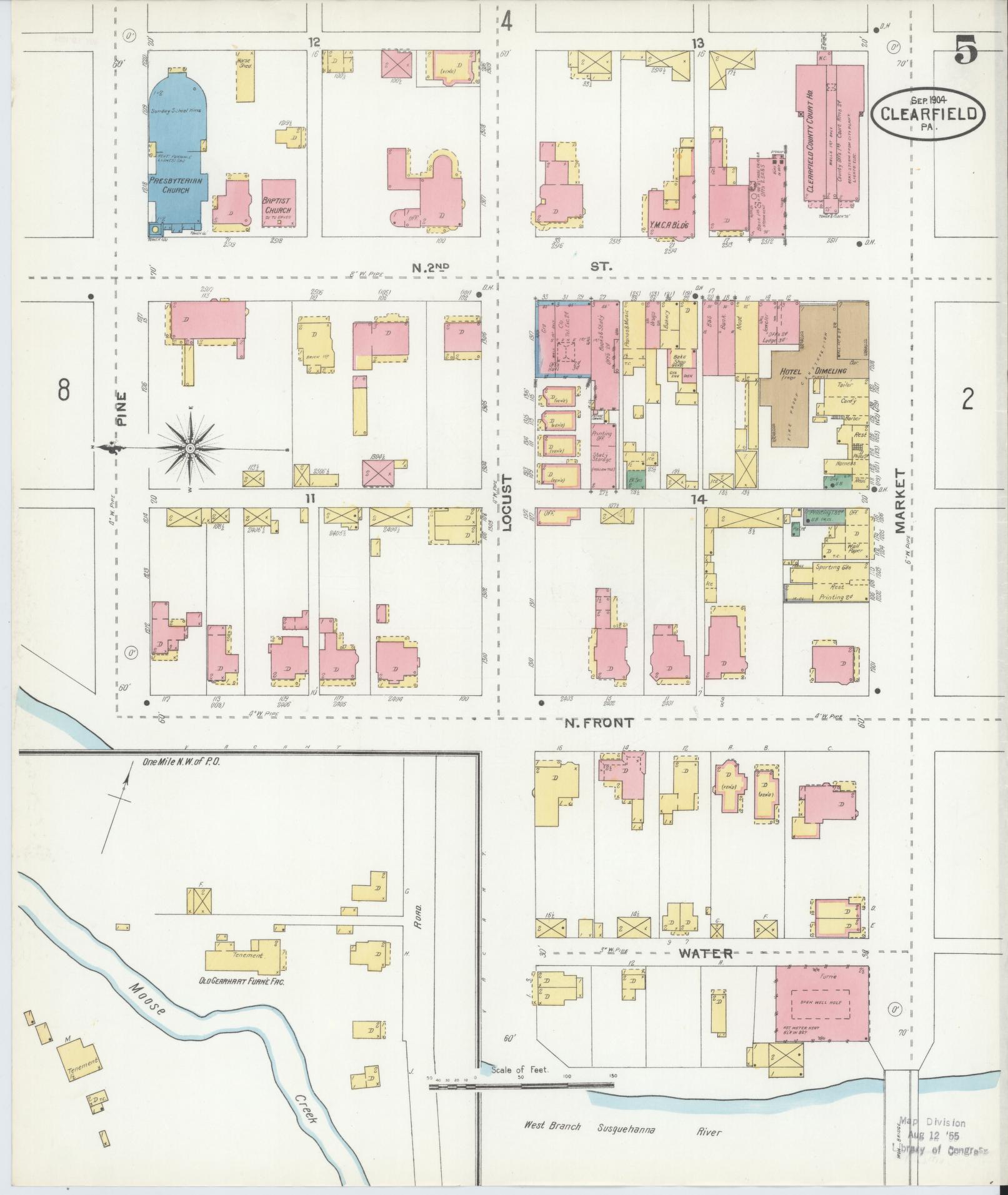 Sanborn Fire Insurance Map from Clearfield, Clearfield County, Pennsylvania (1904), Sheet #0005 - Historic Sanborn Fire Insurance Map Print, vintage old map wall art, antique decor, genealogy gift, Pennsylvania Pennsylvania map
