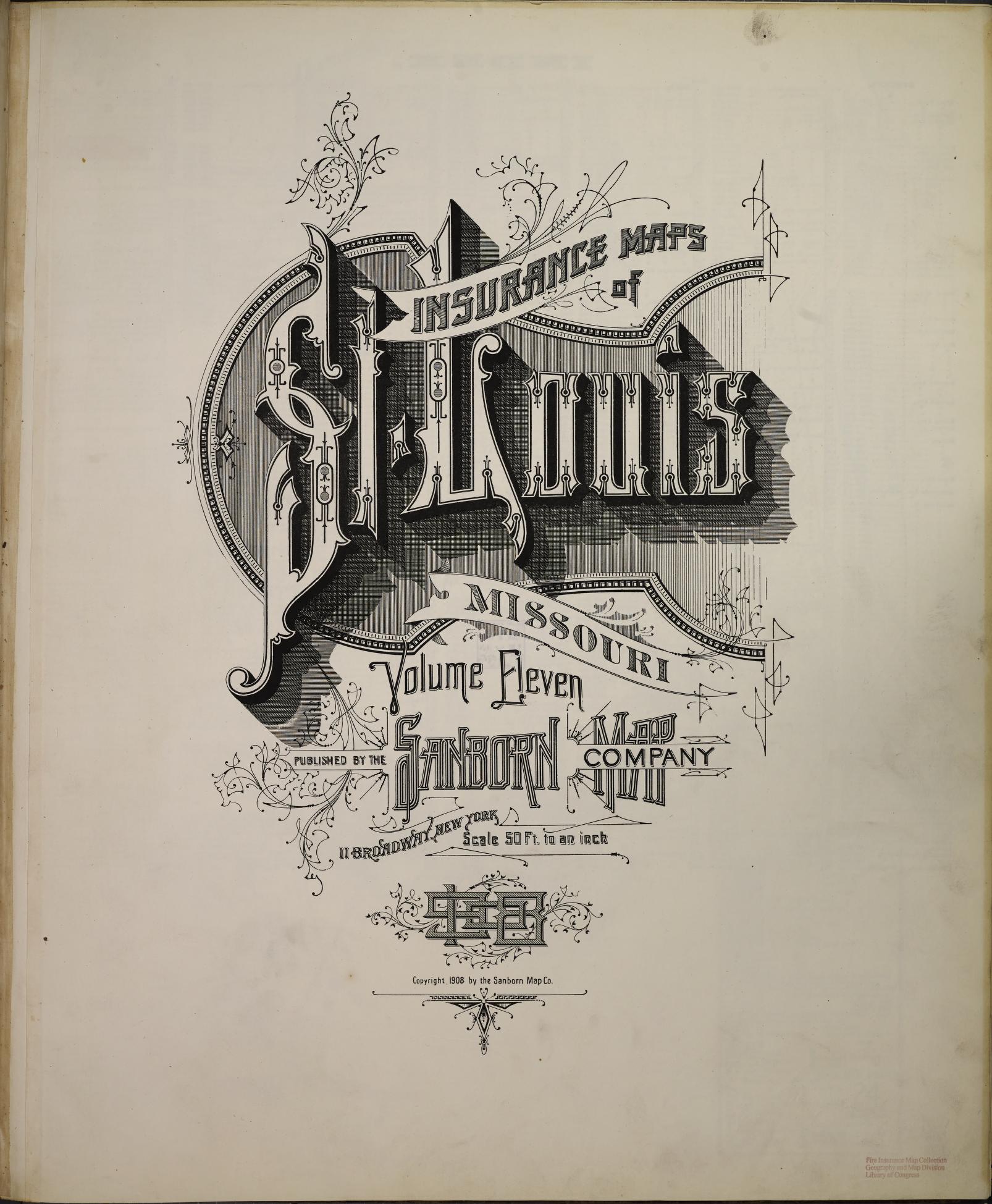 Sanborn Fire Insurance Map from Saint Louis, Independent City, Missouri (1908), Sheet #0001 - Complete Map Set gallery image, historic Sanborn map, vintage wall art, Missouri Missouri