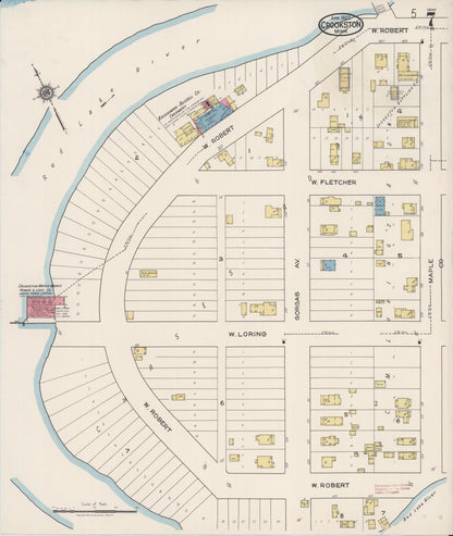 Sanborn Fire Insurance Map from Crookston, Polk County, Minnesota (1922), Sheet #0007 - Historic Sanborn Fire Insurance Map Print, vintage old map wall art, antique decor, genealogy gift, Minnesota Minnesota map