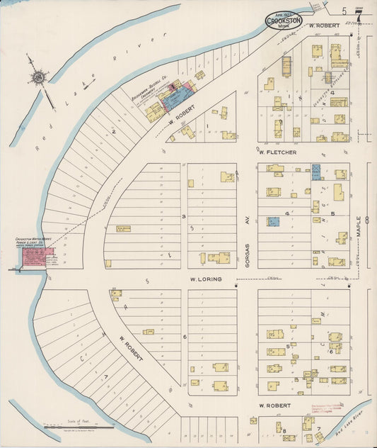 Sanborn Fire Insurance Map from Crookston, Polk County, Minnesota (1922), Sheet #0007 - Historic Sanborn Fire Insurance Map Print, vintage old map wall art, antique decor, genealogy gift, Minnesota Minnesota map