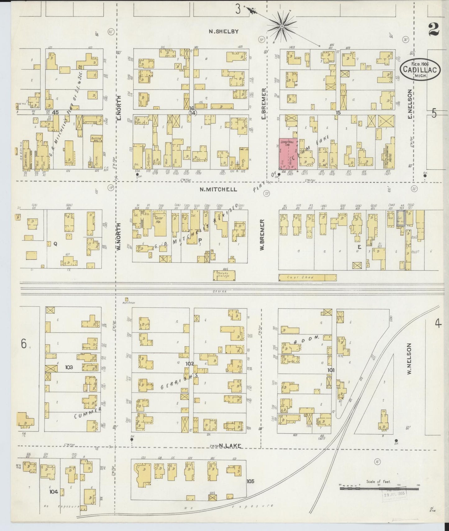 Sanborn Fire Insurance Map from Cadillac, Wexford County, Michigan (1906), Sheet #0002 - Historic Sanborn Fire Insurance Map Print, vintage old map wall art, antique decor, genealogy gift, Michigan Michigan map