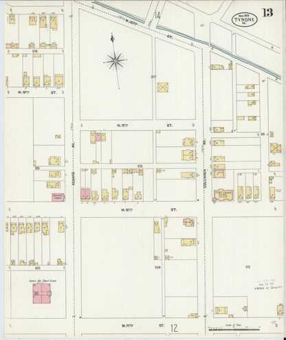 Sanborn Fire Insurance Map from Tyrone, Blair County, Pennsylvania (1906), Sheet #0013 - Historic Sanborn Fire Insurance Map Print, vintage old map wall art, antique decor, genealogy gift, Pennsylvania Pennsylvania map