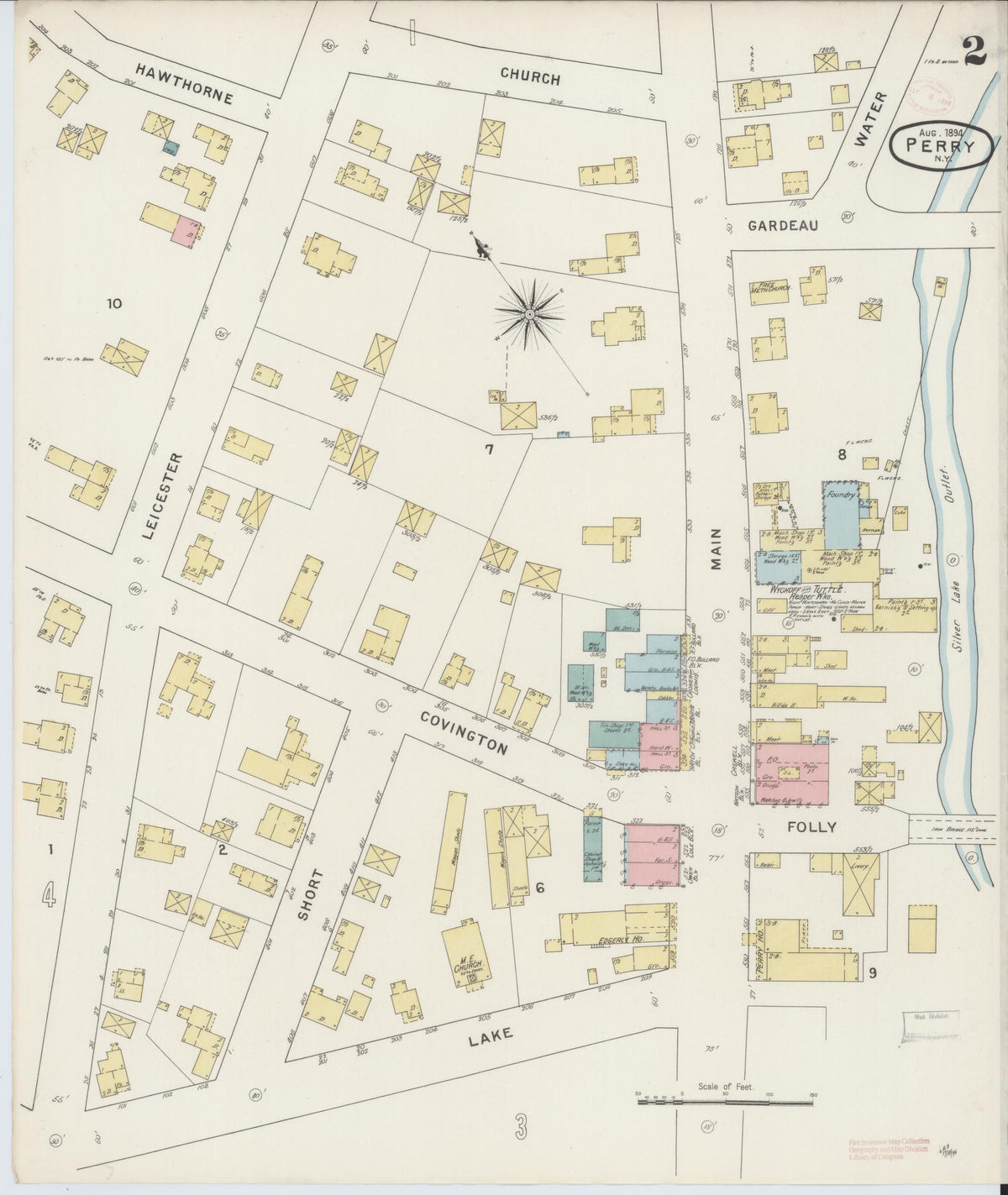 Sanborn Fire Insurance Map from Perry, Wyoming County, New York (1894), Sheet #0002 - Complete Map Set gallery image, historic Sanborn map, vintage wall art, New York New York