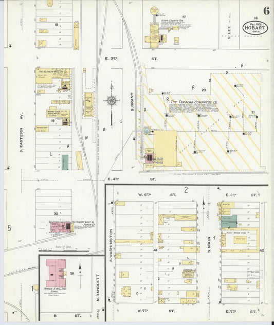 Sanborn Fire Insurance Map from Hobart, Kiowa County, Oklahoma (1909), Sheet #0006 - Historic Sanborn Fire Insurance Map Print, vintage old map wall art, antique decor, genealogy gift, Oklahoma Oklahoma map