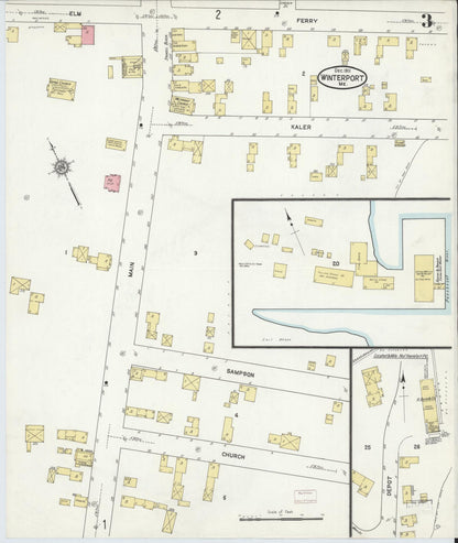 Sanborn Fire Insurance Map from Winterport, Waldo County, Maine (1911), Sheet #0003 - Complete Map Set gallery image, historic Sanborn map, vintage wall art, Maine Maine