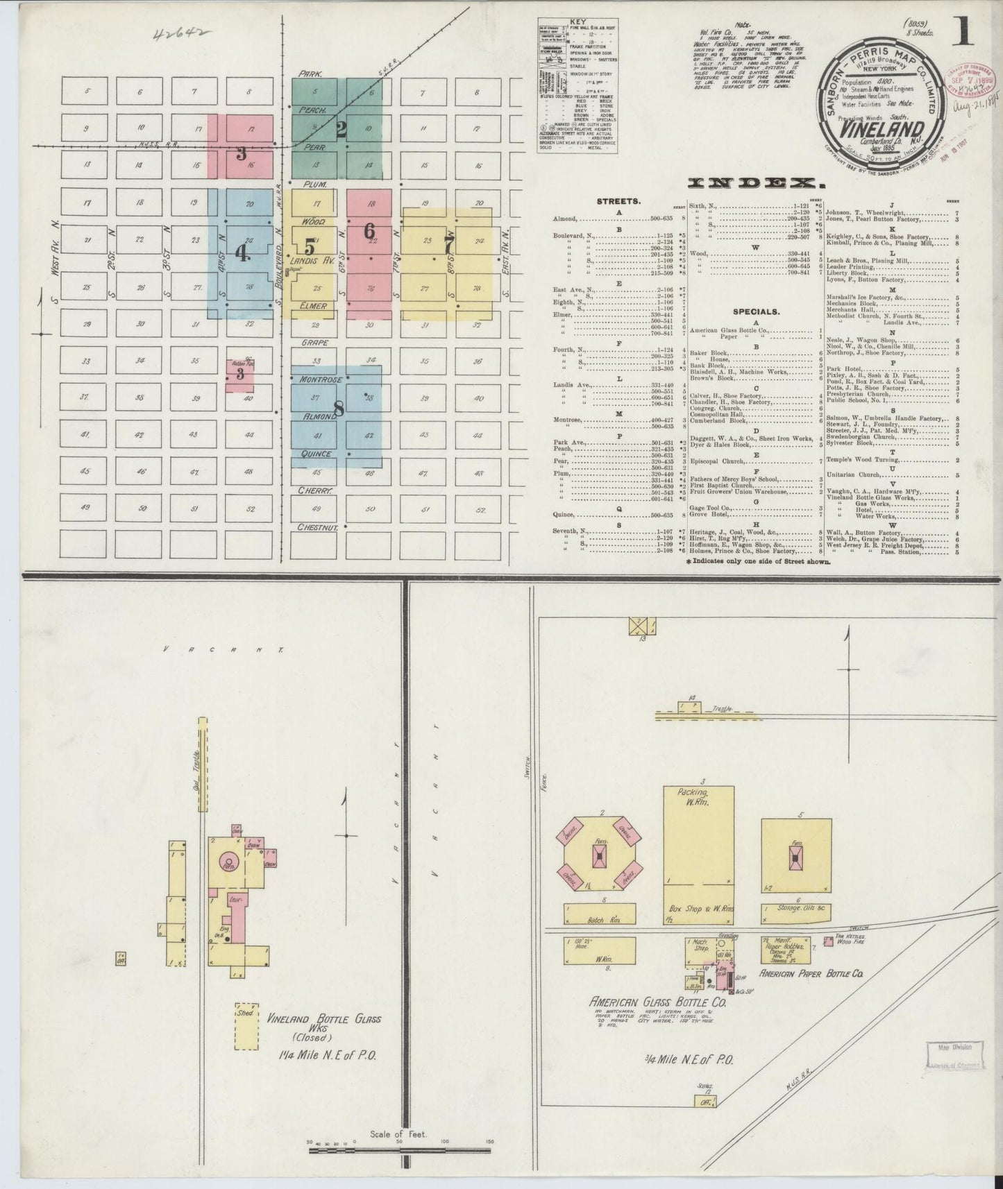 Sanborn Fire Insurance Map from Vineland, Cumberland County, New Jersey. (1895) – Historic Sanborn Fire Insurance Map Print