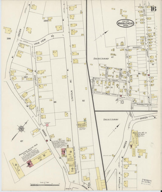 Sanborn Fire Insurance Map from Marblehead, Essex County, Massachusetts (1915), Sheet #0016 - Historic Sanborn Fire Insurance Map Print, vintage old map wall art, antique decor, genealogy gift, Massachusetts Massachusetts map
