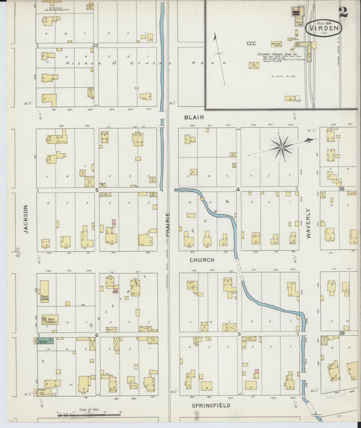 Sanborn Fire Insurance Map from Virden, Macoupin County, Illinois (1894), Sheet #0002 - Complete Map Set gallery image, historic Sanborn map, vintage wall art, Illinois Illinois