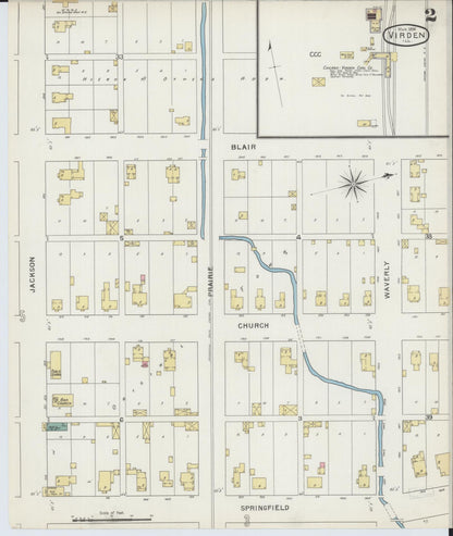 Sanborn Fire Insurance Map from Virden, Macoupin County, Illinois (1894), Sheet #0002 - Complete Map Set gallery image, historic Sanborn map, vintage wall art, Illinois Illinois