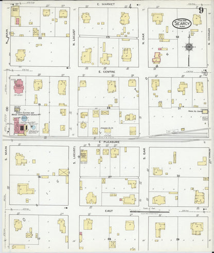 Sanborn Fire Insurance Map from Searcy, White County, Arkansas (1919), Sheet #0009 - Complete Map Set gallery image, historic Sanborn map, vintage wall art, Arkansas Arkansas