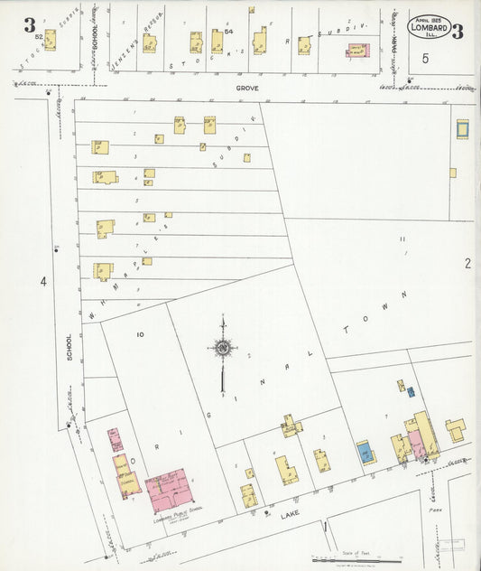 Sanborn Fire Insurance Map from Lombard, Du Page County, Illinois (1925), Sheet #0003 - Historic Sanborn Fire Insurance Map Print, vintage old map wall art, antique decor, genealogy gift, Illinois Illinois map