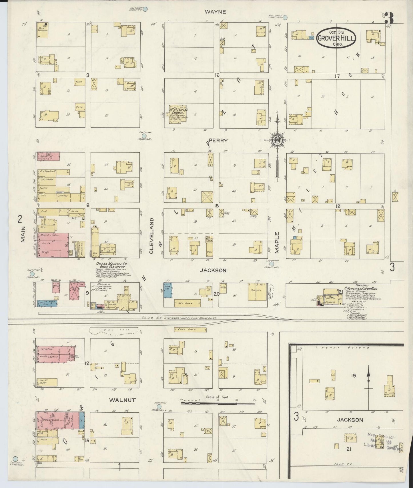 Sanborn Fire Insurance Map from Grover Hill, Paulding County, Ohio (1913), Sheet #0003 - Historic Sanborn Fire Insurance Map Print, vintage old map wall art, antique decor, genealogy gift, Ohio Ohio map