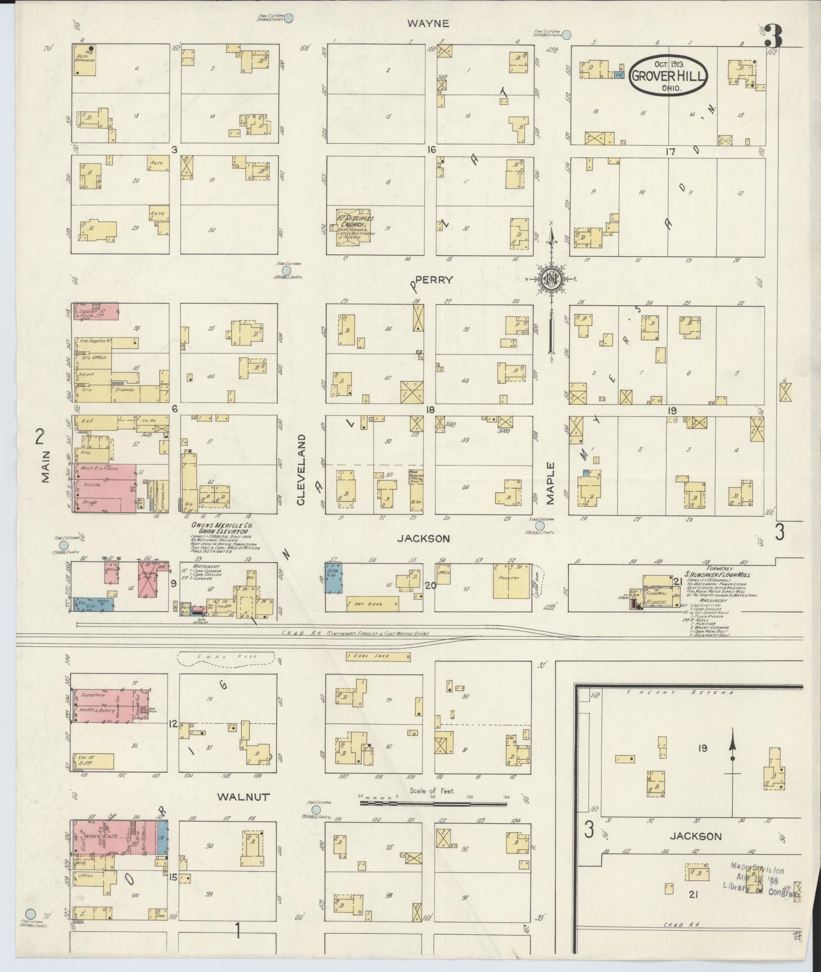 Sanborn Fire Insurance Map from Grover Hill, Paulding County, Ohio (1913), Sheet #0003 - Historic Sanborn Fire Insurance Map Print, vintage old map wall art, antique decor, genealogy gift, Ohio Ohio map