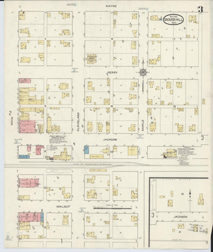 Sanborn Fire Insurance Map from Grover Hill, Paulding County, Ohio (1913), Sheet #0003 - Historic Sanborn Fire Insurance Map Print, vintage old map wall art, antique decor, genealogy gift, Ohio Ohio map