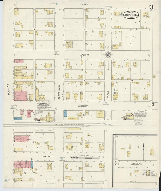 Sanborn Fire Insurance Map from Grover Hill, Paulding County, Ohio (1913), Sheet #0003 - Historic Sanborn Fire Insurance Map Print, vintage old map wall art, antique decor, genealogy gift, Ohio Ohio map