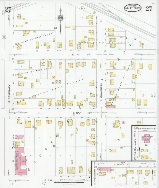 Sanborn Fire Insurance Map from Galesburg, Knox County, Illinois (1927), Sheet #0027 - Historic Sanborn Fire Insurance Map Print, vintage old map wall art, antique decor, genealogy gift, Illinois Illinois map