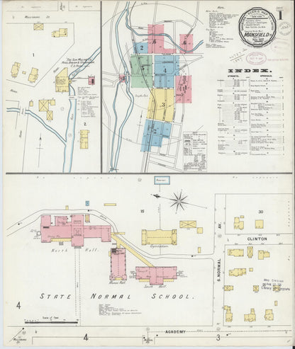 Sanborn Fire Insurance Map from Mansfield, Tioga County, Pennsylvania (1897), Sheet #0001 - Historic Sanborn Fire Insurance Map Print, vintage old map wall art, antique decor, genealogy gift, Pennsylvania Pennsylvania map