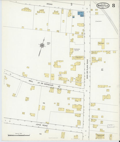 Sanborn Fire Insurance Map from Mineville, Essex County, New York (1916), Sheet #0008 - Historic Sanborn Fire Insurance Map Print, vintage old map wall art, antique decor, genealogy gift, New York New York map