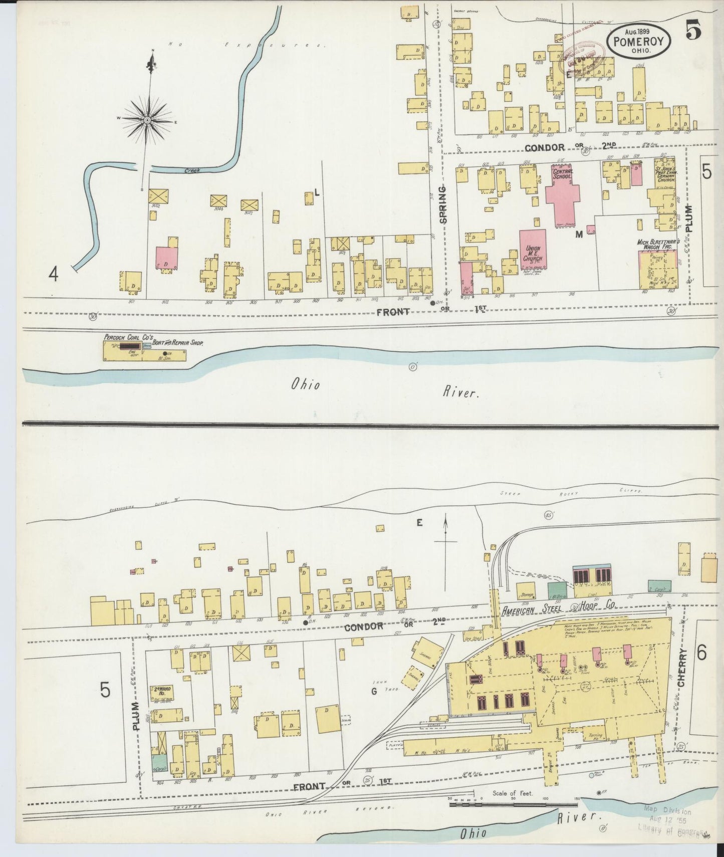 Sanborn Fire Insurance Map from Pomeroy, Meigs County, Ohio (1899), Sheet #0005 - Complete Map Set gallery image, historic Sanborn map, vintage wall art, Ohio Ohio