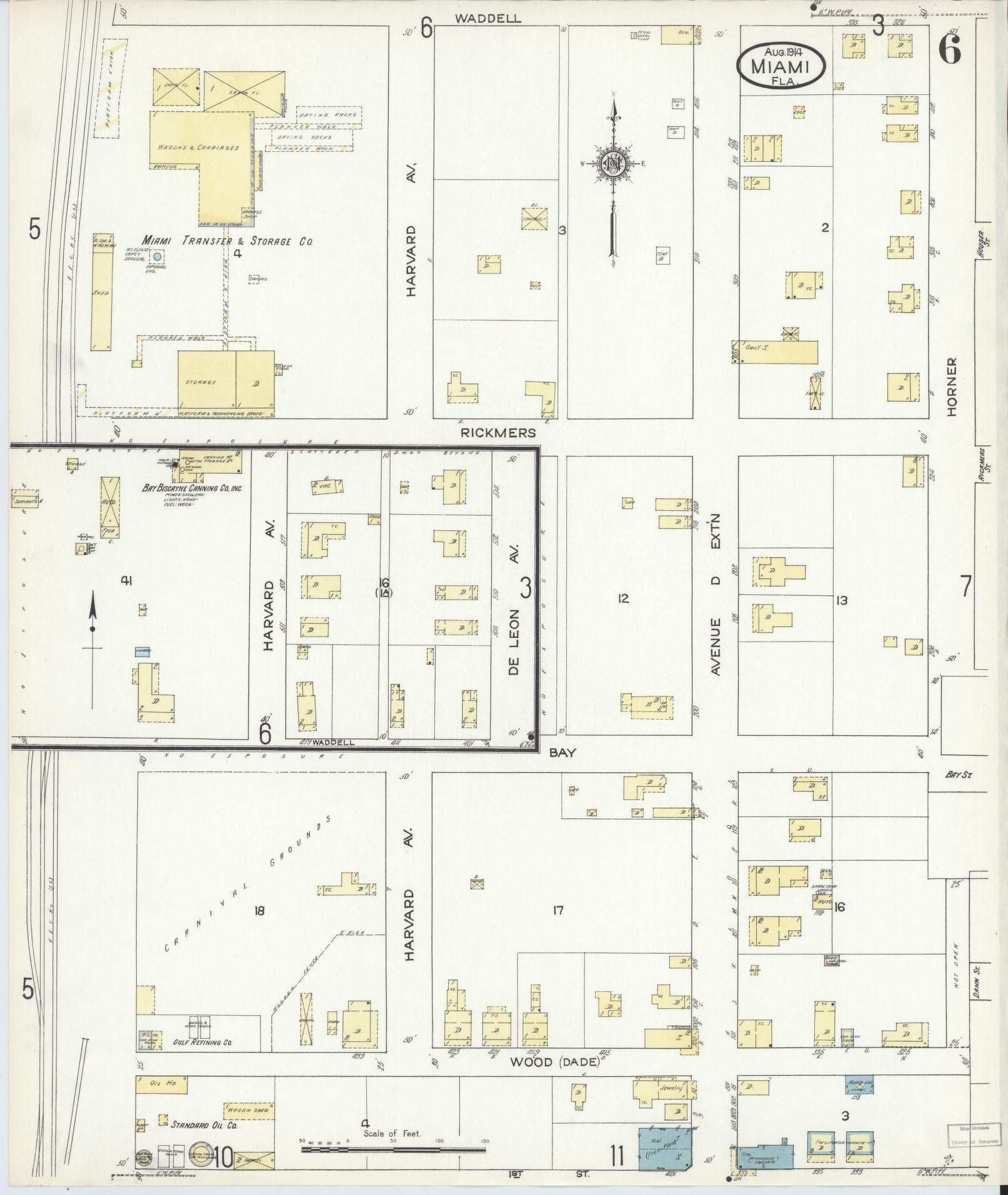Sanborn Fire Insurance Map from Miami, Dade County, Florida (1914), Sheet #0006 - Historic Sanborn Fire Insurance Map Print, vintage old map wall art, antique decor, genealogy gift, Florida Florida map