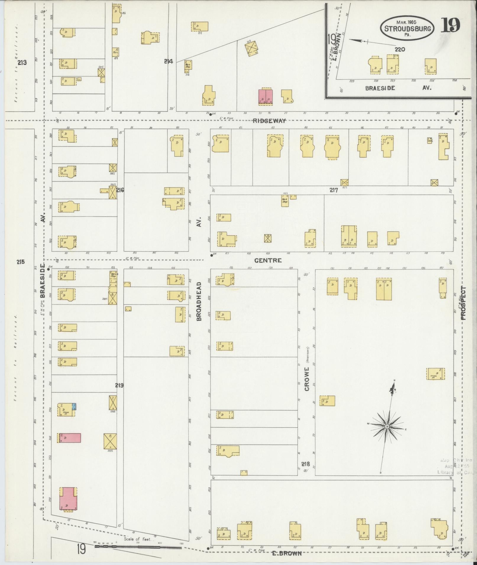 Sanborn Fire Insurance Map from Stroudsburg, Monroe County, Pennsylvania (1905), Sheet #0019 - Complete Map Set gallery image, historic Sanborn map, vintage wall art, Pennsylvania Pennsylvania