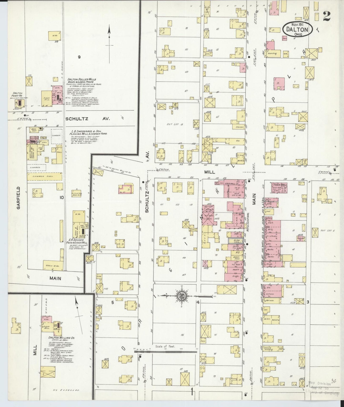 Sanborn Fire Insurance Map from Dalton, Wayne County, Ohio (1911), Sheet #0002 - Complete Map Set gallery image, historic Sanborn map, vintage wall art, Ohio Ohio