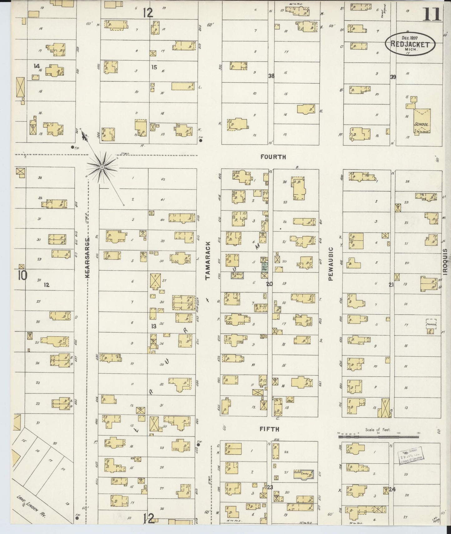 Sanborn Fire Insurance Map from Red Jacket, Houghton County, Michigan (1897), Sheet #0011 - Complete Map Set gallery image, historic Sanborn map, vintage wall art, Michigan Michigan