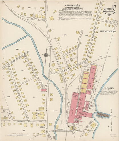 Sanborn Fire Insurance Map from West Point, Troup County, Georgia (1922), Sheet #0017 - Complete Map Set gallery image, historic Sanborn map, vintage wall art, Alabama Alabama