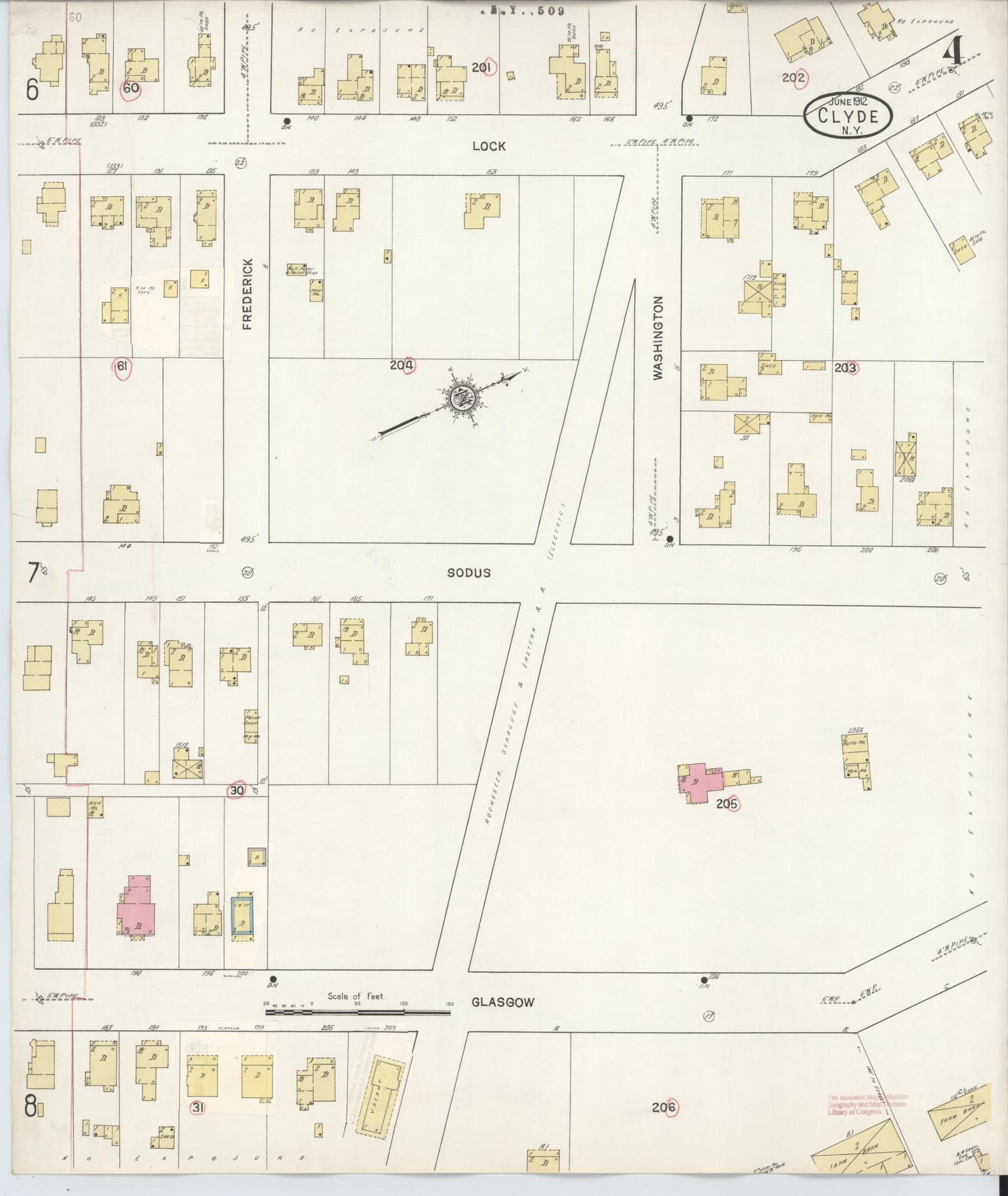 Sanborn Fire Insurance Map from Clyde, Wayne County, New York (1932), Sheet #0004 - Complete Map Set gallery image, historic Sanborn map, vintage wall art, New York New York