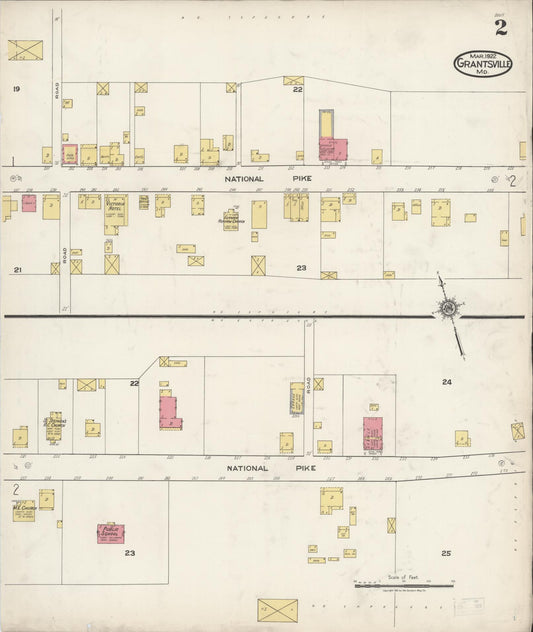 Sanborn Fire Insurance Map from Grantsville, Garrett County, Maryland (1922), Sheet #0002 - Historic Sanborn Fire Insurance Map Print, vintage old map wall art