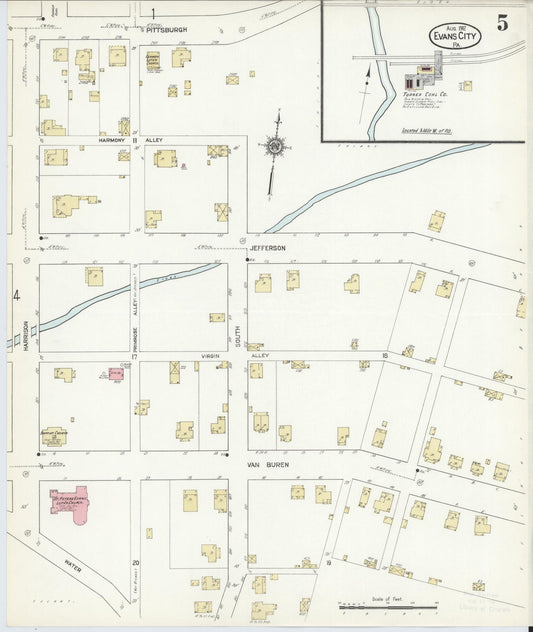 Sanborn Fire Insurance Map from Evans City, Butler County, Pennsylvania (1912), Sheet #0005 - Historic Sanborn Fire Insurance Map Print, vintage old map wall art, antique decor, genealogy gift, Pennsylvania Pennsylvania map