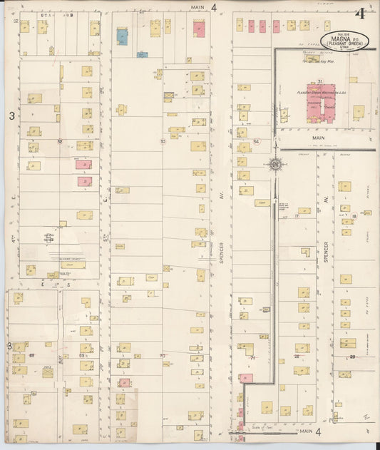 Sanborn Fire Insurance Map from Magna, Salt Lake County, Utah (1931), Sheet #0004 - Historic Sanborn Fire Insurance Map Print, vintage old map wall art, antique decor, genealogy gift, Utah Utah map